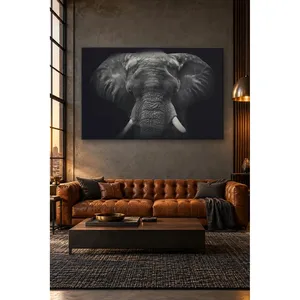 Impression sur toile de tête d'éléphant en gros plan dans l'obscurité de Fida - Product Image 2