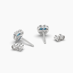 Pendientes de Botón de Moissanita Azul Corazón de Diamante VABS al por Mayor, 1.23 Ct, Plata 925, Estilo Cristiano Clásico con Diseño y Piedras Magníficos - Product Image 3