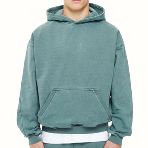 เสื้อฮู้ดสำหรับผู้ชายเสื้อสไตล์สตรีทแวร์ผ้าคอตตอนซักด้วยหินคุณภาพสูงแบบไหล่ปล่อยไซส์ใหญ่พิเศษออกแบบได้ตามต้องการ - Product Image 3