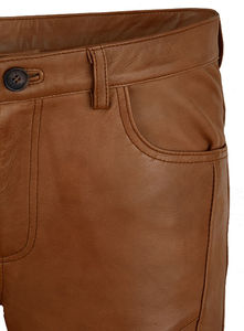 Pantalon élastique mince en cuir vert bleu marron pour homme Taille haute Respirant Durable Imperméable Grande taille Hiver Style décontracté pour - Product Image 4