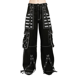 Pantalon de Bondage Gothique pour Homme en Coton Noir avec Clous Punk Respirant Motif Solide - Product Image 1