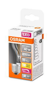 Lámpara Esférica de Cristal LED Transparente, Regulable, E27, 5W, 2700K, 470Lm (Osram 4058075436800) - Product Image 2