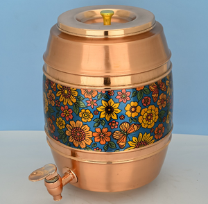 Olla de agua de cobre, utensilios de mesa para bodas, dispensador de agua de cobre, artesanías, vasos pulidos brillantes, olla impresa - Product Image 3