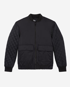 Chaqueta de bombardero de calle para hombre con mangas desmontables y cuello alto con cremallera de satén y bolsillos de carga mangas extraíbles - Product Image 4