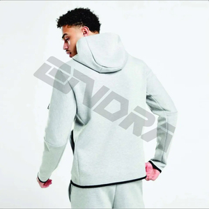 Sudadera personalizada con capucha y cremallera completa, chándal de hombre con retazos de color block - Product Image 4