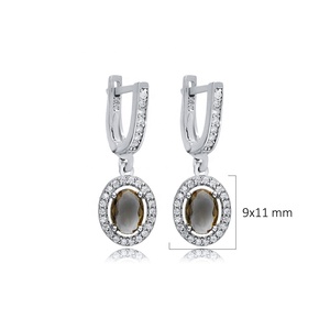 ต่างหูรูปไข่รูปเรขาคณิตซัลทาไนต์ CZ หินเปลี่ยนสีเครื่องประดับทำด้วยมือเครื่องประดับเงิน925 - Product Image 2