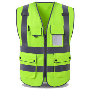 Gilet de sécurité réfléchissant personnalisé de haute qualité, 4 poches, haute visibilité, fermeture éclair, décontracté, respirant pour l'automne - Product Image 3