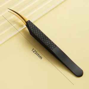 Black Gold Tip Stainless Steel 90 Degree Eyelash Extension <b>Tools</b> Custom Logo Fiber Tip Anti-Magnetic <b>Smooth</b> Tip Lash Tweezers - Product Image 6
