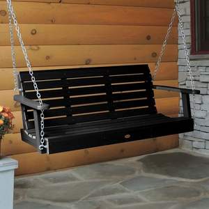 Ecofriendly <b>wooden</b> porch <b>swing</b> with premium hanging kit weather resistant polish and traditional hand carved detailing - Product Image 5