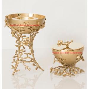 Quemador Bakhoor de aluminio elegante para servir con diseño de hoja Soporte de latón Decoración interior del hogar Soporte de fragancia al mejor precio - Product Image 2