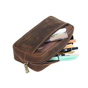 Organisateur de voyage en cuir véritable avec logo personnalisé très vendu maquillage de grande capacité cosmétique pour trousse de toilette fermeture éclair écologique - Product Image 4