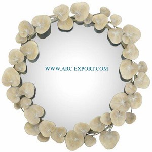 Haute exigence en forme de feuille plaqué or luxe décor à la maison miroir mural moderne nouveauté décoratif fantaisie miroir mural à vendre - Product Image 3