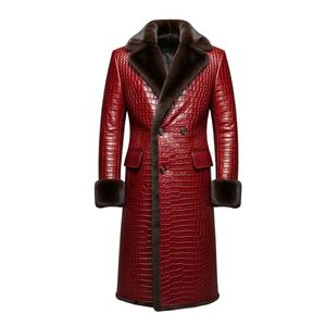 Manteau long réversible imperméable pour homme en coton biologique 100% rouge à motifs, col rond, mode hiver, vente en gros - Product Image 4