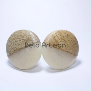 Tiradores y pomos redondos de resina y madera para cajones y gabinetes, herrajes económicos para cocina, armario y cómoda - Product Image 1