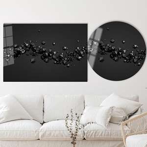 Modern Geometric Canvas Print: Elegant 3D Polygonal Spheres Art,TEMPERED GLASS ART - Product Image 1