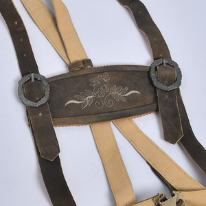 Nuevo 2025 personalizado cuero genuino hecho High Street Lederhosen bordado pantalones cortos de cuero genuino traje tradicional alemán marrón - Product Image 4