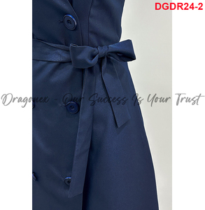 Vestido Midi de algodón sin mangas con forma básica que trae detalles de botón de ligereza resaltar El diseño del lazo atado a través de la cintura - Product Image 5