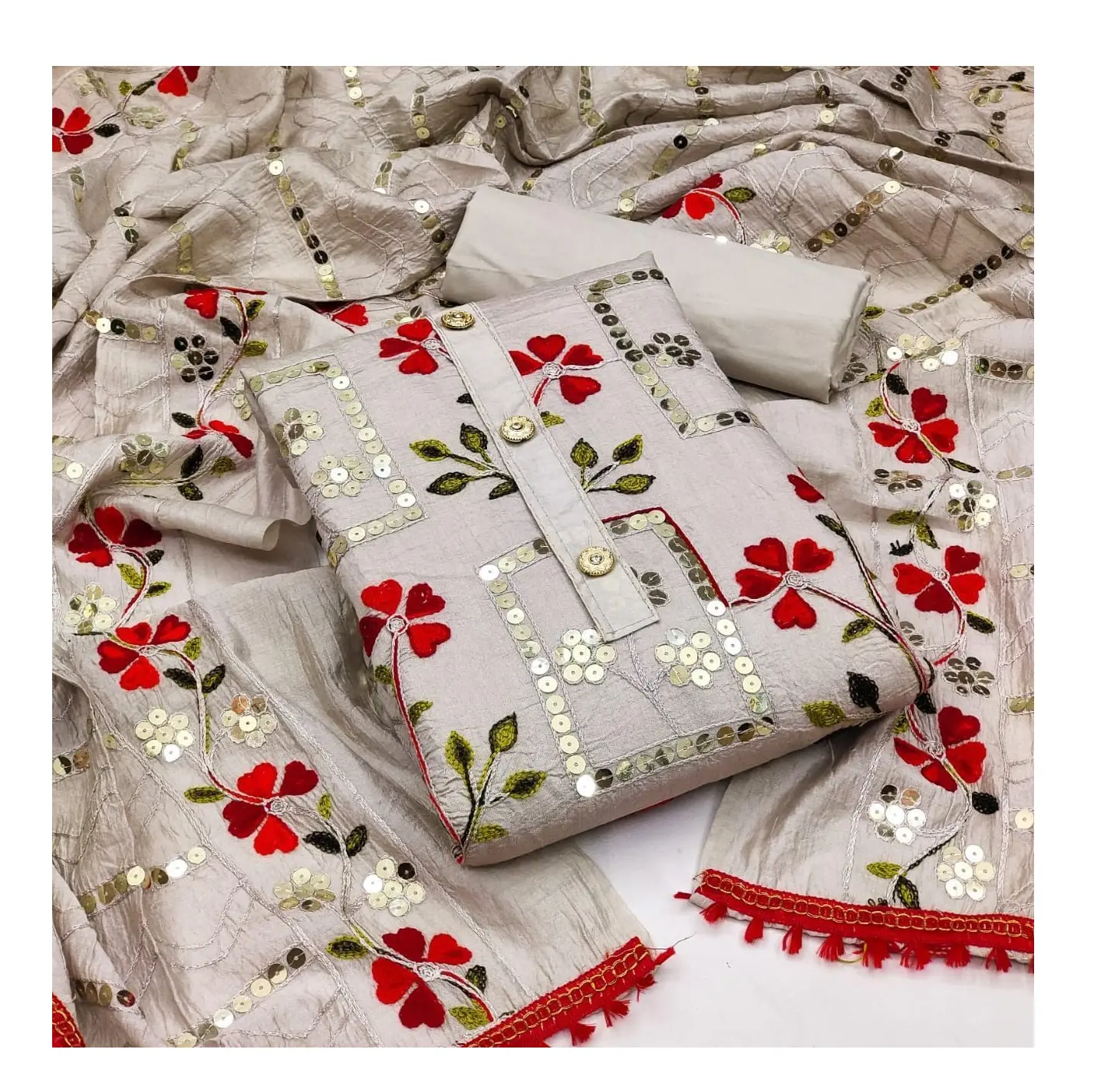 Vestido de poliéster con bordado para mujer, vestido de la India