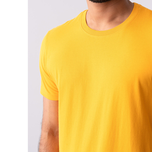 <b>Men's</b> 100% Cotton O-Neck Short Sleeve Basic Jersey Regular Fit Anti-Wrinkle <b>Yellow</b> T-<b>Shirt</b> for Streetwear Plain Solid Logo - Product Image 2