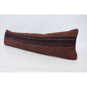 Oreiller Kantha en laine marron 12x48 pouces Technique tissée de conception à motifs vintage rustique - Product Image 4