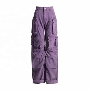 Pantalones vaqueros deshilachados con paneles de moda para mujer, pantalones de mezclilla con diseño de Cinturón desmontable lavado rasgado de Hip Hop Street - Product Image 1