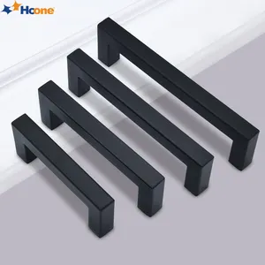 Hoone Wardrobe Pulls Furniture Kitchen Drawer Door Handles Knobs Black Stainless Steel Square Tube Cabinet Handle