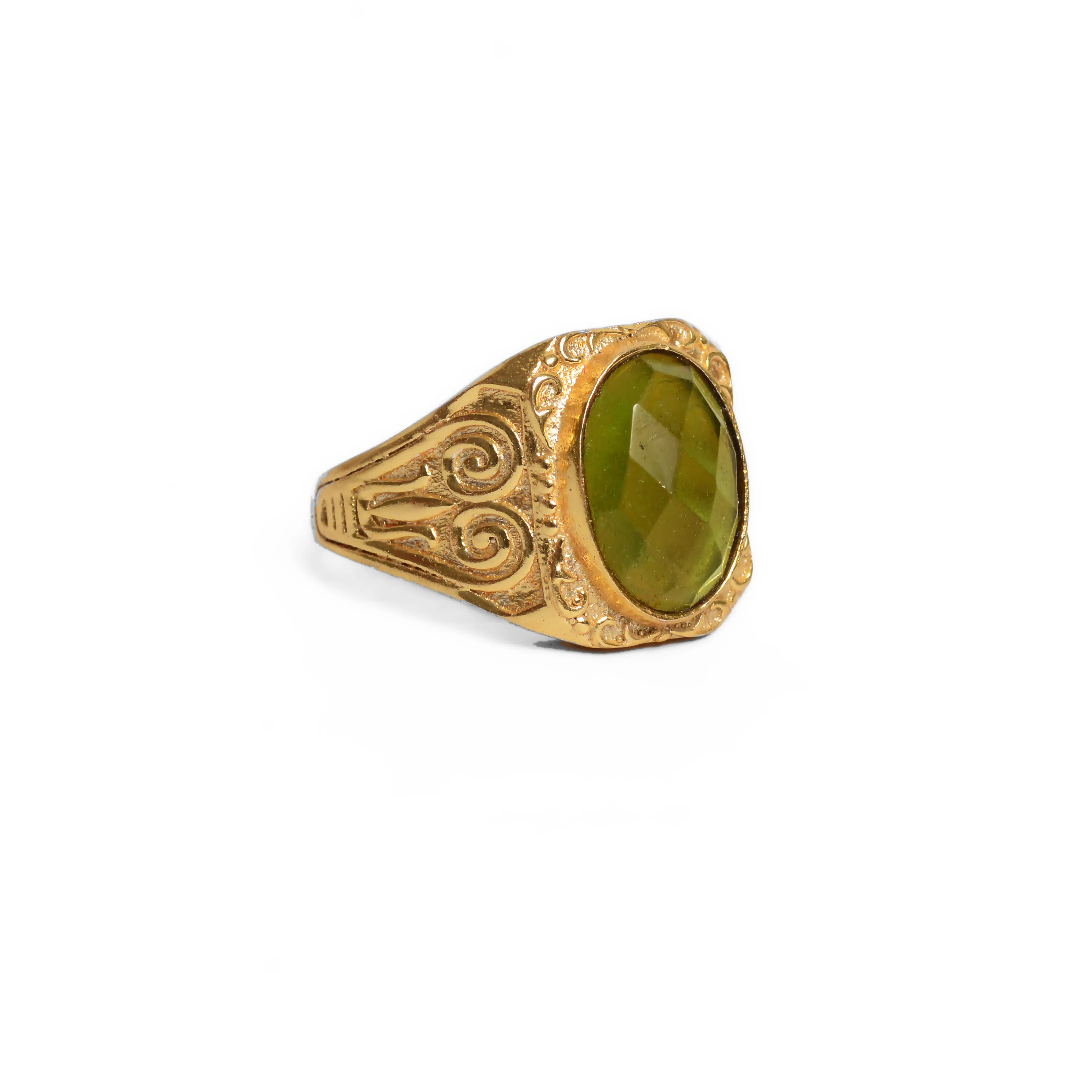 Produk terlaris batu permata alami cincin Peridot 14K padat kuning emas minimalis cincin mode perhiasan hadiah pernikahan untuk tamu