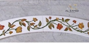 Modern Style Semi-Precious <b>Marble</b> Inlay Border Flooring for Villa Interiors Hotel Vanity Dining Polished Surface Finish - Product Image 2