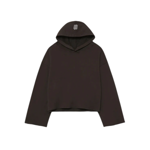 Sweat à capuche surdimensionné Dune avec finition délavée au sable de couleur marron surdimensionné et recadré en jersey 430 coton 100% gsm - Product Image 1