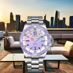 Reloj de pulsera de lujo de acero inoxidable 316L con esfera de cristal luminosa ventana movimiento de cuarzo 22mm ancho de banda puntero pantalla - Product Image 2