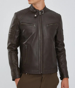 Veste en cuir vintage décontractée sur mesure OEM, nouvelle conception, tenue de printemps pour homme, design de motard, veste en cuir PU avec poche pour homme - Product Image 6