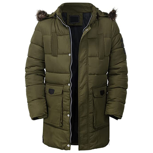 Chaqueta de Plumón Ultraligera para Hombre, Parka con Cuello Alto, Exterior de Lona 100% Algodón, Cortavientos e Impermeable para Invierno, con Bolsillos Decorados - Product Image 3