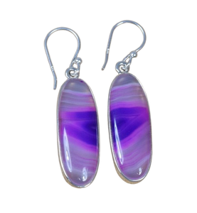 Pendientes colgantes de plata para mujer y niña, pendientes de plata de ley sólida 925, joyería de moda para mujer, pendientes de piedras preciosas de ágata Botswana - Product Image 1