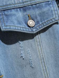 Customizable Vintage Streetwear <b>Men's</b> Cropped Sherpa Jean Jacket <b>Studded</b> Ripped Denim Coat Other Fabric OEM Service Available - Product Image 4