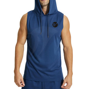 เสื้อออกกำลังกายแขนกุดมีฮู้ดผ้าฝ้ายผสม - Product Image 4