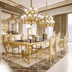 Ensemble de table et de chaises de salle à manger <span class=keywords><strong>en</strong></span> bois massif de style baroque français de la période Louis XV, 10 places, pour la maison et l'hôtel, montage facile KD - Product Image 1