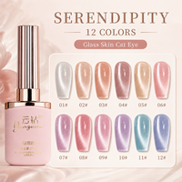 Yunzuan 15ml Vernis Gel UV LED Magnétique Effet Œil de Chat Nude, Soak Off, Effet Peau de Verre Scintillant pour Salon