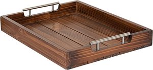 Plateau de service en bois simple fait à la main avec poignée en métal écologique dernier plateau décoratif vaisselle de table couverts en gros - Product Image 6