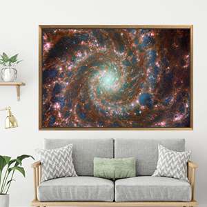 Stunning Boho Space Telescope Galaxy Printed Canvas Artwork,1P:Gold <b>Framed</b> - Product Image 1