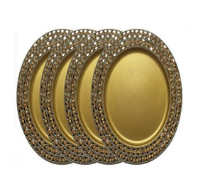 Assiette de service en cuivre indien écologique faite à la main - Luxe, design classique, robuste, grande taille, usage domestique, Saniya - Product Image 4