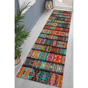 Alfombra Impresa: Alfombra Delgada Personalizada, No Tejida, con Diseño Étnico Marroquí, Colorida y Moderna, para Baño, Entrada o Puerta - Product Image 4