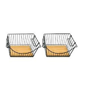 Cesta de almacenamiento de alambre de Metal de estilo americano de tendencia fresca con Base de madera en el interior Tamaño personalizado Forma Color Usos en la cocina del hogar - Product Image 4