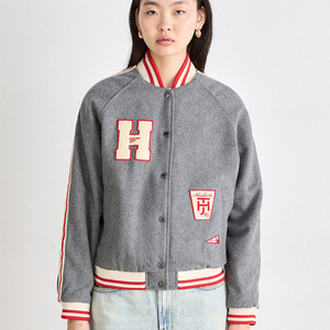 Veste universitaire unisexe à blocs de couleur, boutons-pression sur le devant, col côtelé, esprit scolaire, patchs personnalisés, broderie personnalisée, équipe scolaire - Product Image 1