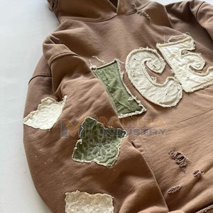 <b>Men</b> Winter Distressed Embroidery Hoodie Soft Cotton High Quality Breathable Loose Fit Comfortable Daily Wear Trend Inspired - Product Image 6