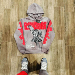 Meilleure vente 400gsm sweat à capuche épais surdimensionné étiquette de logo personnalisé sweat à capuche d'impression bouffante pour l'hiver haute qualité en gros brodé - Product Image 5