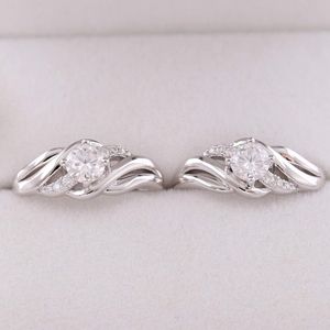 Sólido 10K Oro Blanco Post color Pendientes de aro 14K Oro CALIDAD Pendientes de plata esterlina con acentos para mujeres - Product Image 2