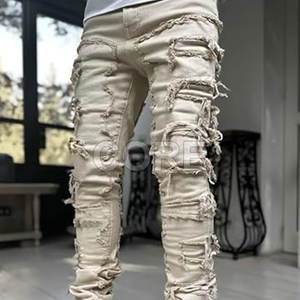 Pantalones apilados para hombre de última llegada Moq bajo, pantalones apilados para hombre a precio barato, pantalones lavados para hombre - Product Image 3