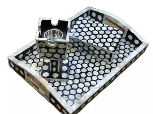 Único hecho a mano MDF Board/MOP Inlay Backdoor Set Bandeja Caja e incensario Set para el hogar de lujo Último producto Incrustación de tablero de la mejor calidad - Product Image 5