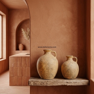 Vase Pichet en Terre Cuite Jaune Rustique Mariposa M avec Poignée, Urne Décorative en Céramique Faite à la Main pour Table, Vente en Gros - Product Image 4