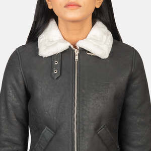 เสื้อแจ็คเก็ตบอมเบอร์หนัง PU รุ่น Sherilyn B-3 สีดำขาว กันลม ตกแต่งปักลายแบบสั่งทำพิเศษ เหมาะสำหรับฤดูใบไม้ผลิและฤดูใบไม้ร่วง ผลิตจากโพลีเอสเตอร์และผ้าฝ้าย - Product Image 6